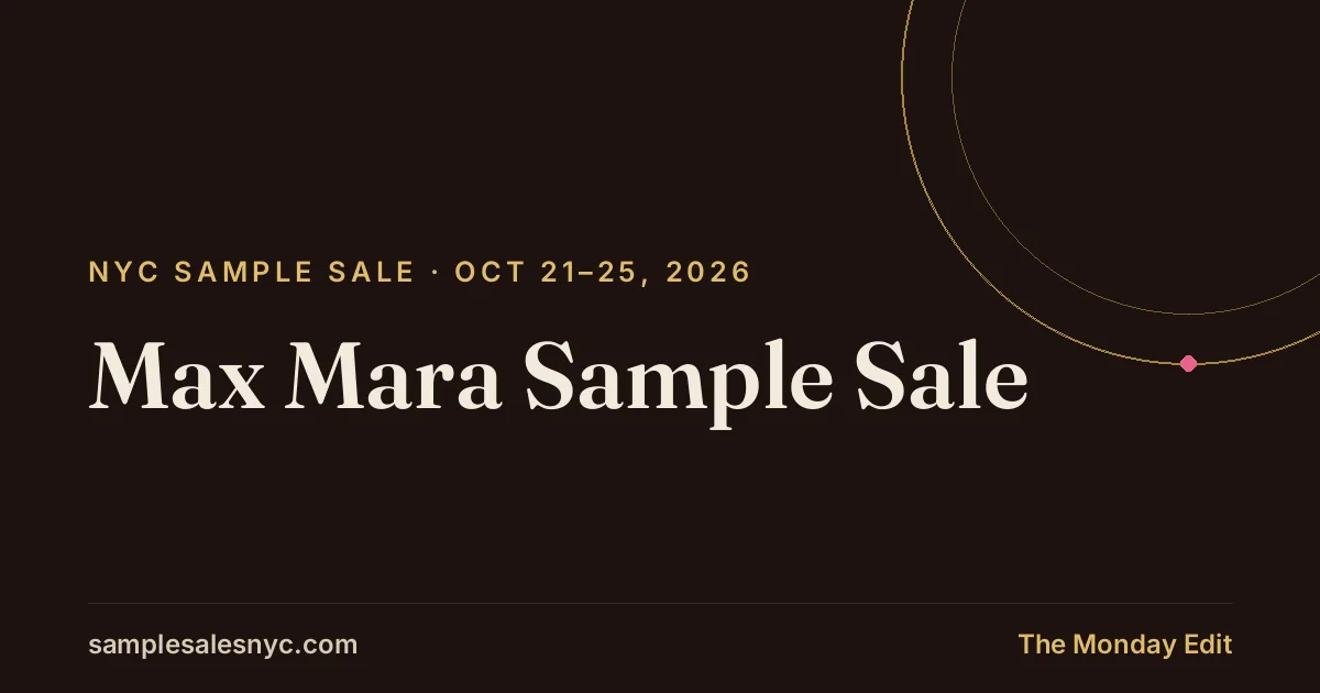Max Mara Sample Sale, Oct 21–25, 2026