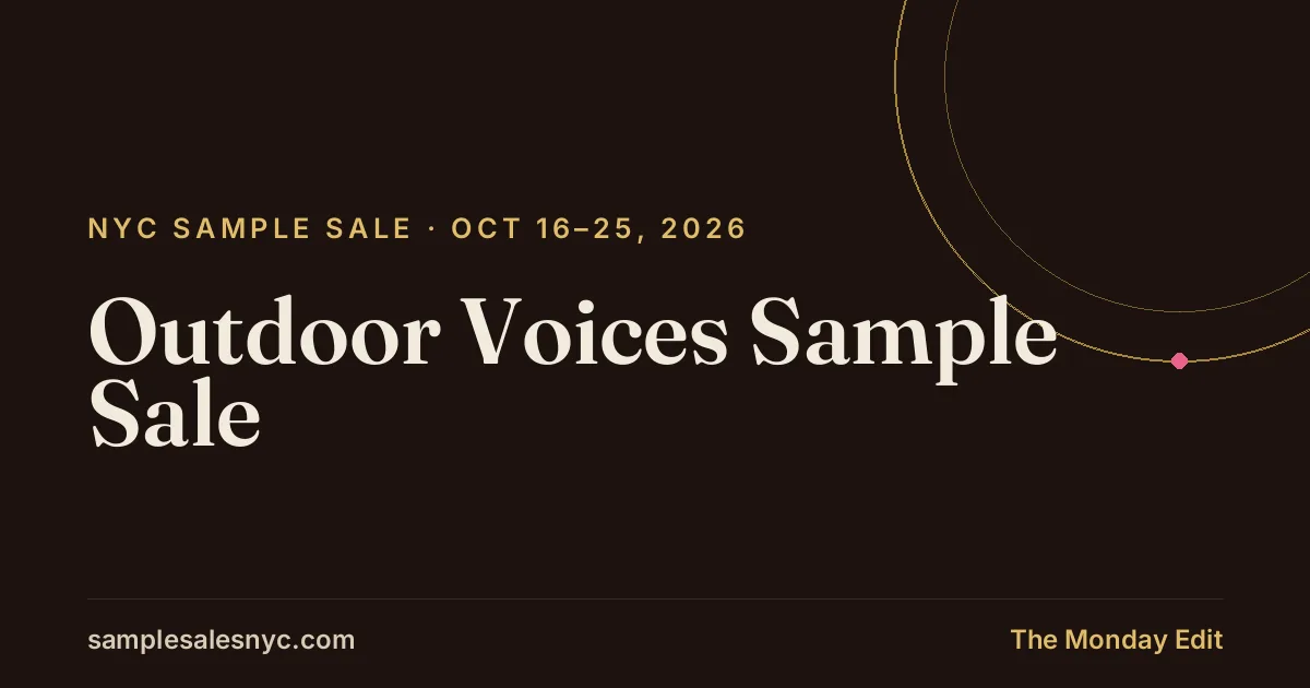 Outdoor Voices Sample Sale, Oct 16–25, 2026